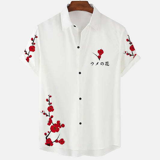 Chemise A Fleur Homme <br> Design Simple Fleurie Rouge