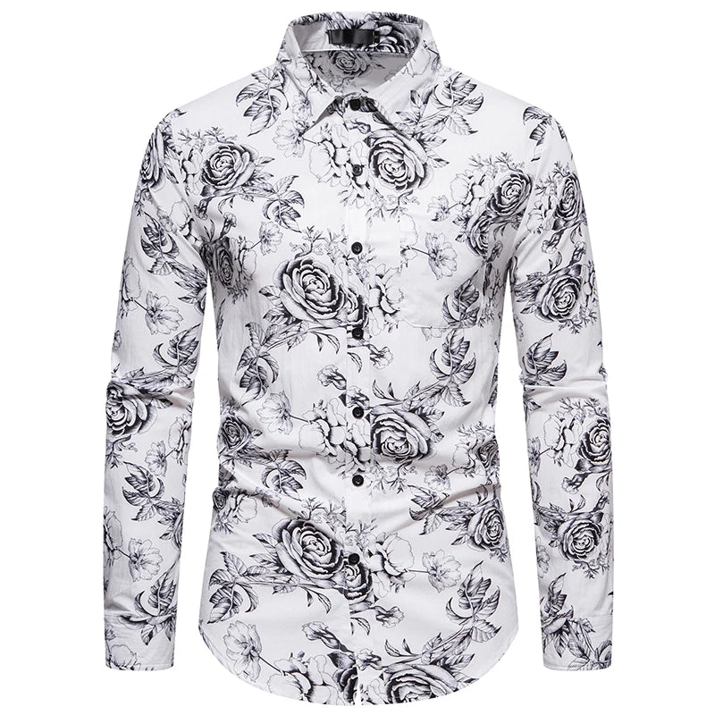 Chemise Homme Fleurie <br> Blanc