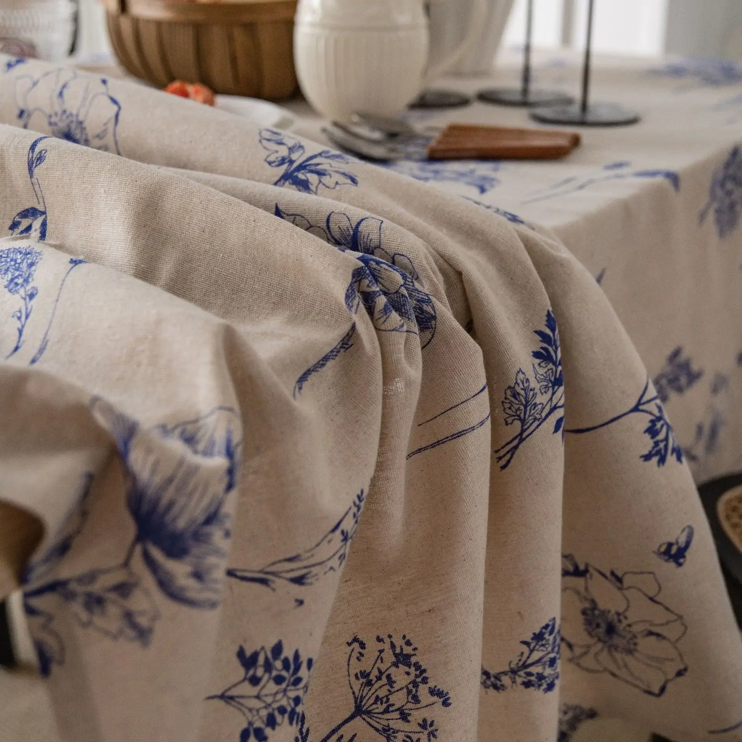 White Floral Tablecloth