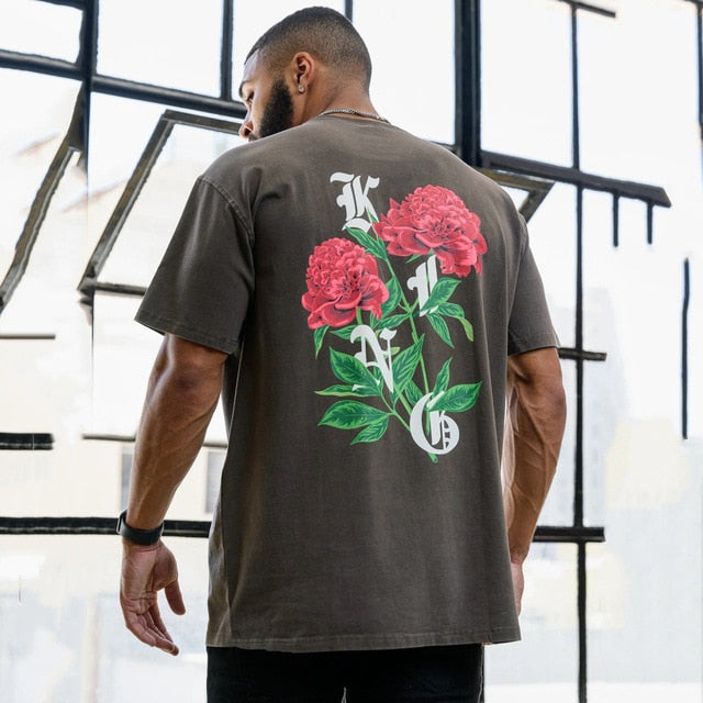 T-Shirt Fleur Premium <br> Rose Délavé