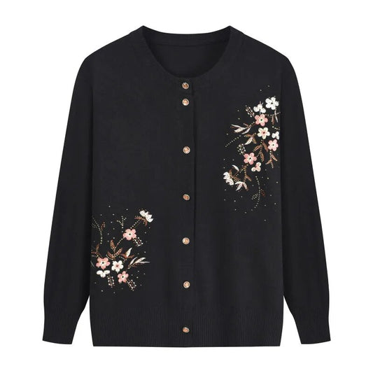 Cardigan Fleur <br> Noir Design