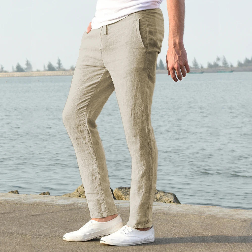 Pantalon Lin Homme Coupe Fuselée Moderne