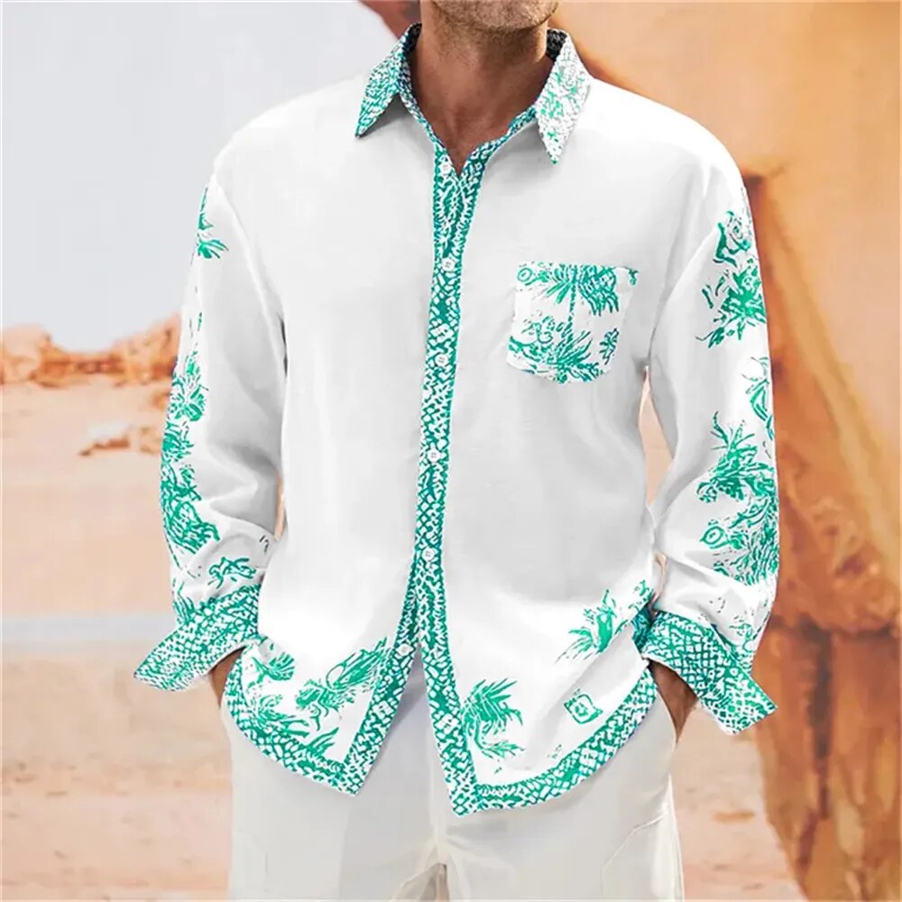 Chemise A Fleur Homme <br> Vintage Turquoise Design