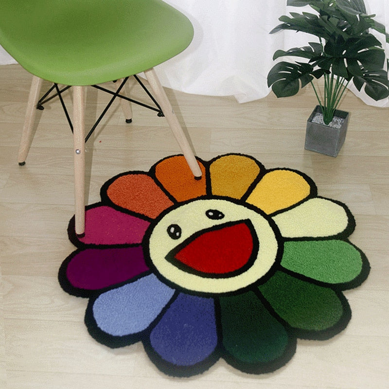 Tapis Fleur <br> Smiley Coloré