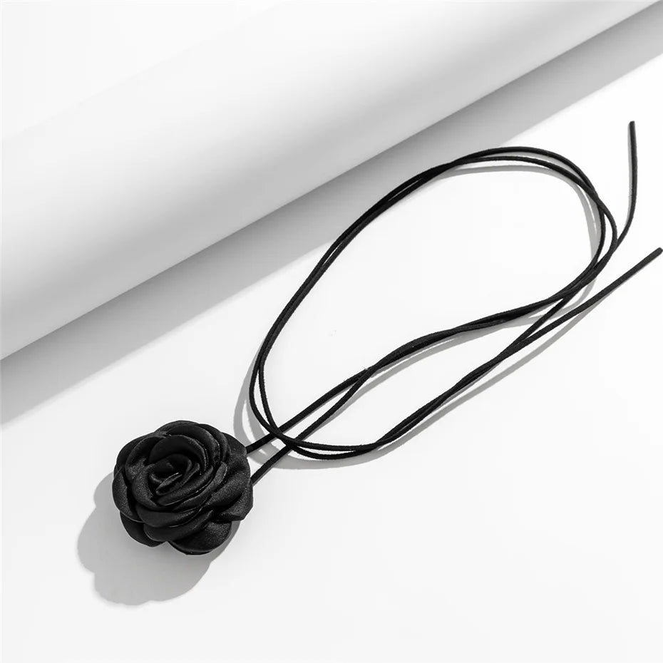 Collier Fleur Rose Ras Du Cou