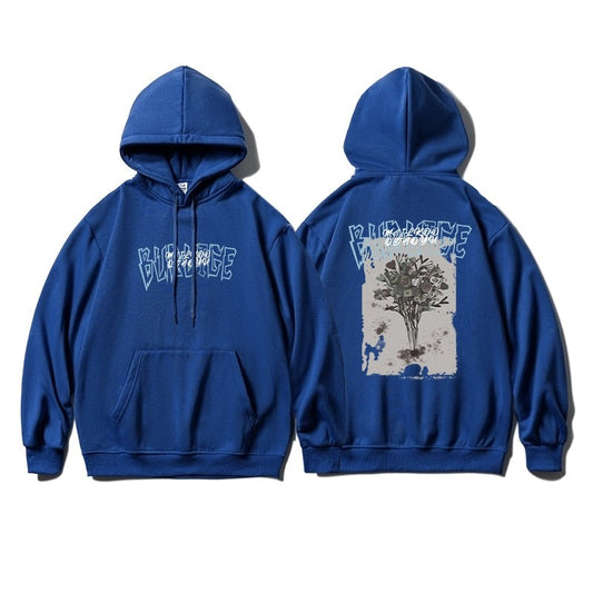 Pull Fleuri <br> Oversize Vintage Bleu Royal