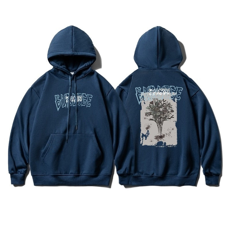 Pull Fleuri <br> Oversize Vintage Bleu Foncé