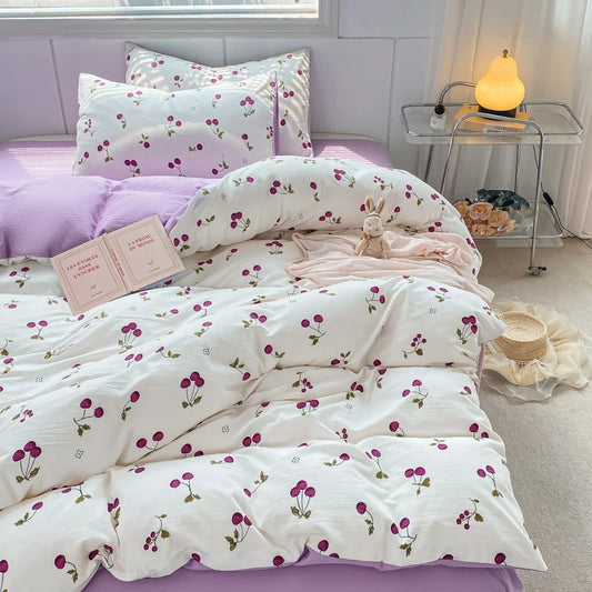 Housse De Couette Fleurie <br> Cerise