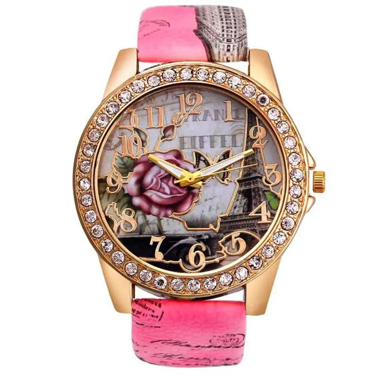 Montre Fleurie <br> Rose Epuré