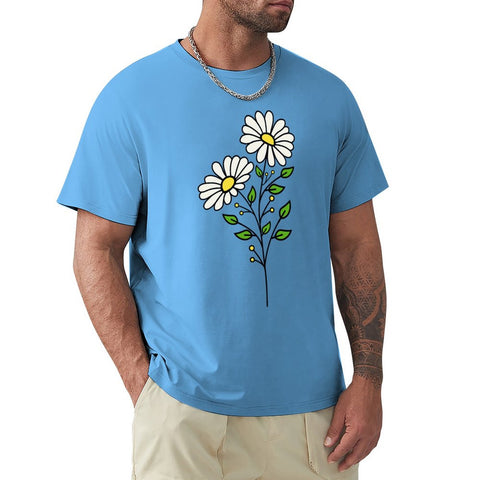 T-Shirt Fleur Premium  Marguerite Cartoon Bleu