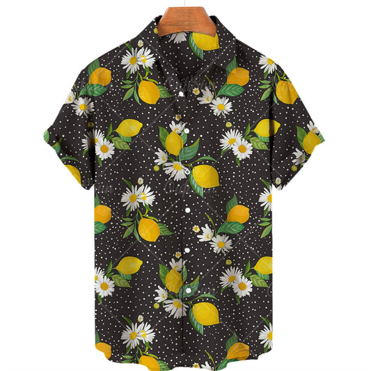 Chemise A Fleur Homme <br> Oversize Fruit Citron Marguerite