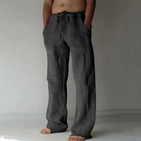 Pantalon Lin Homme  Fashion Noir Délavé