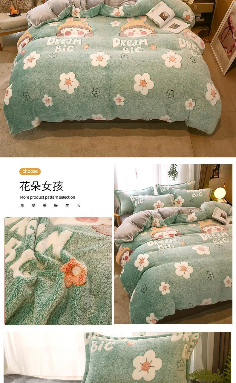 Housse de Couette Fleurie en Polaire