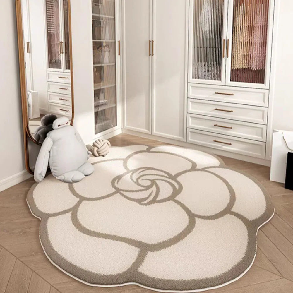 Tapis En <br> Forme De Fleur Gris