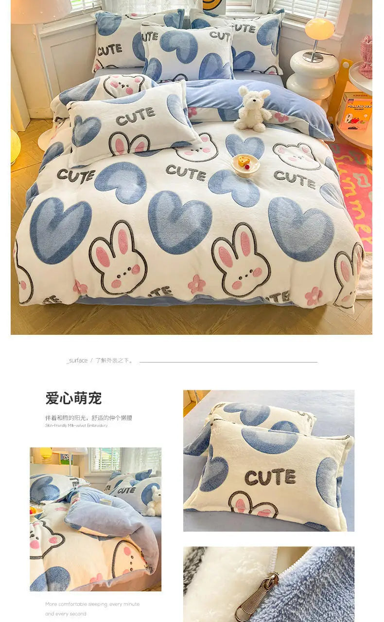 Housse de Couette Fleurie en Polaire