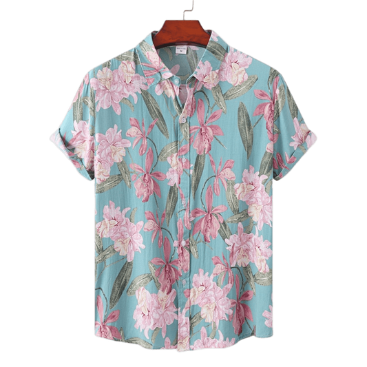 Chemise A fleur Homme <br> Plage Rose