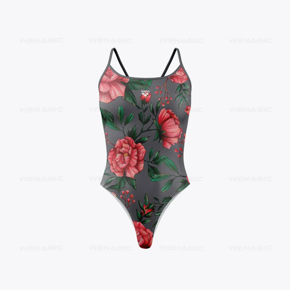 Maillot De Bain Fleuri <br> Epuré Rose