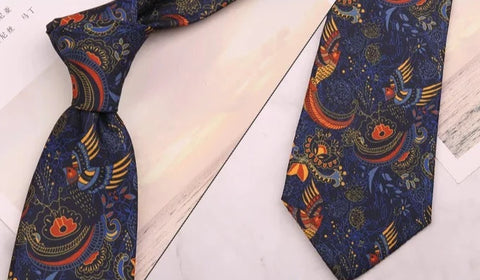 Cravate Fleurie  Mariage Bleu Marine