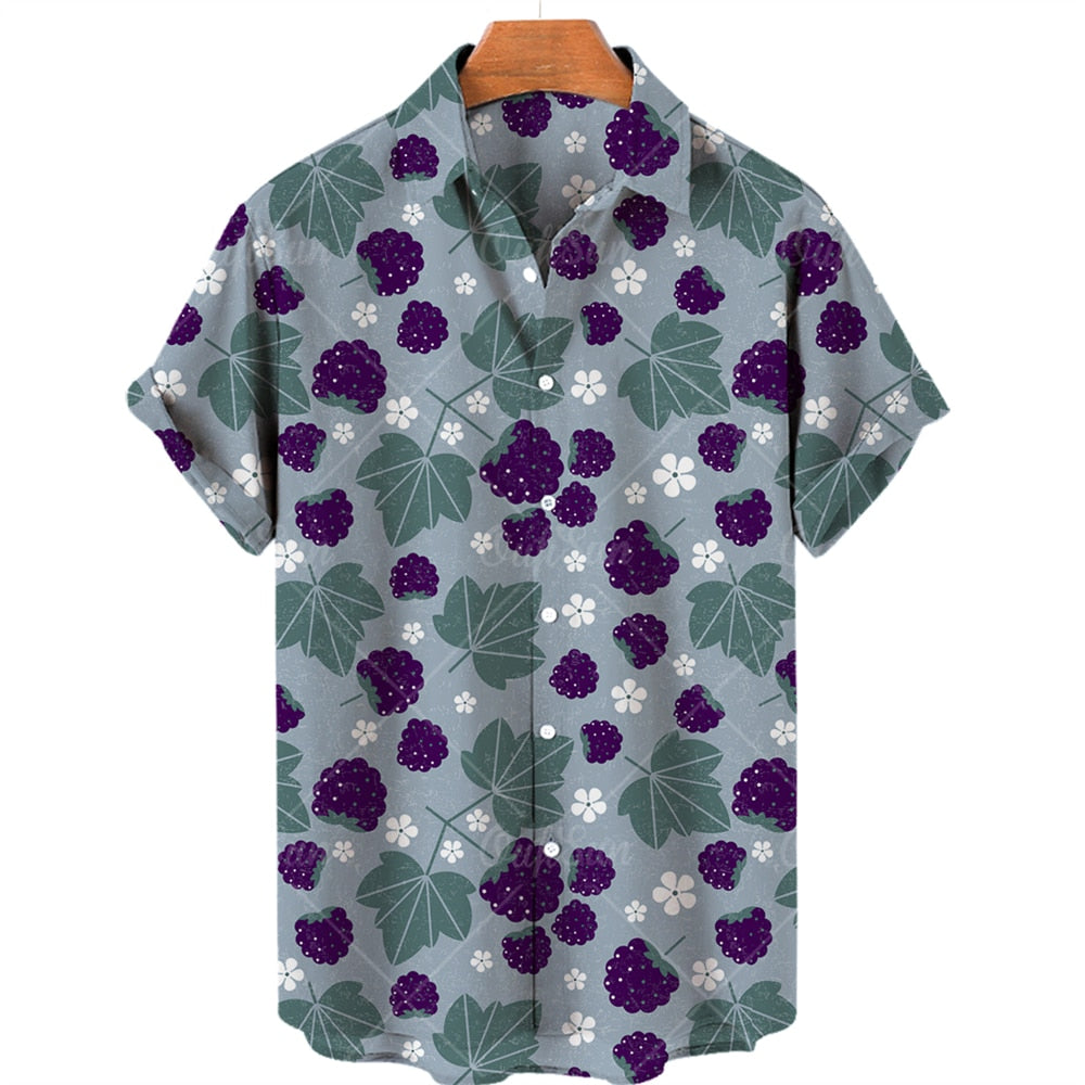 Chemise A Fleur Homme <br> Oversize Fruit Grappe