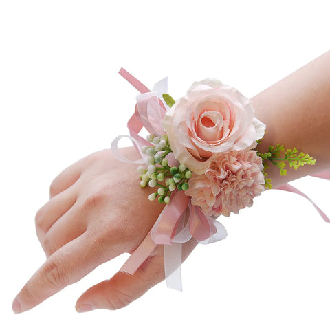 Bracelet Fleur  Mariage Rose