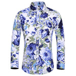 Chemise A Fleur Homme  Longue Coloré Bleu