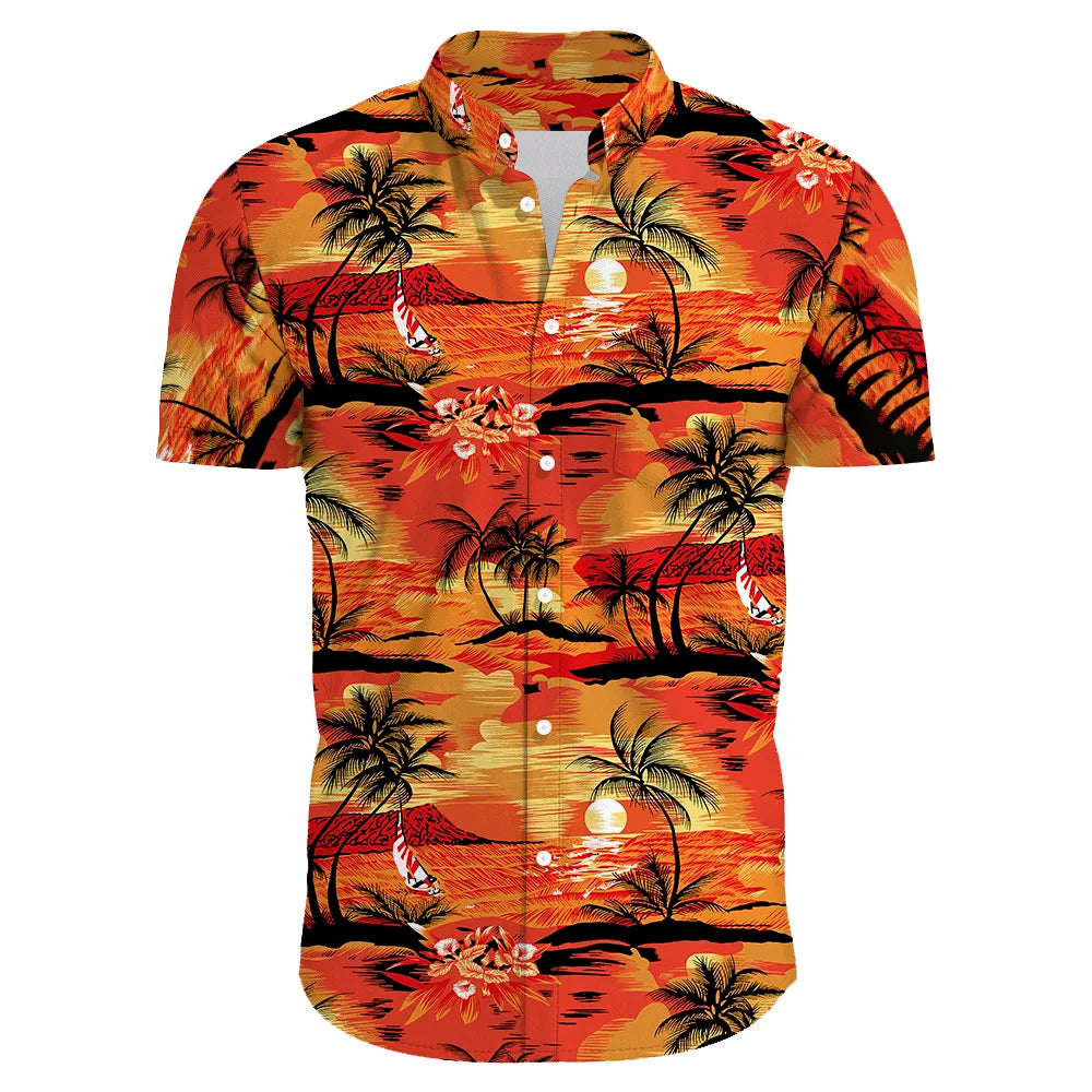 Chemise Homme Fleurie <br> Coucher De Soleil