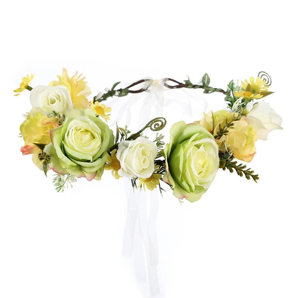 Couronne De Fleurs <br> Design Jaune-Vert