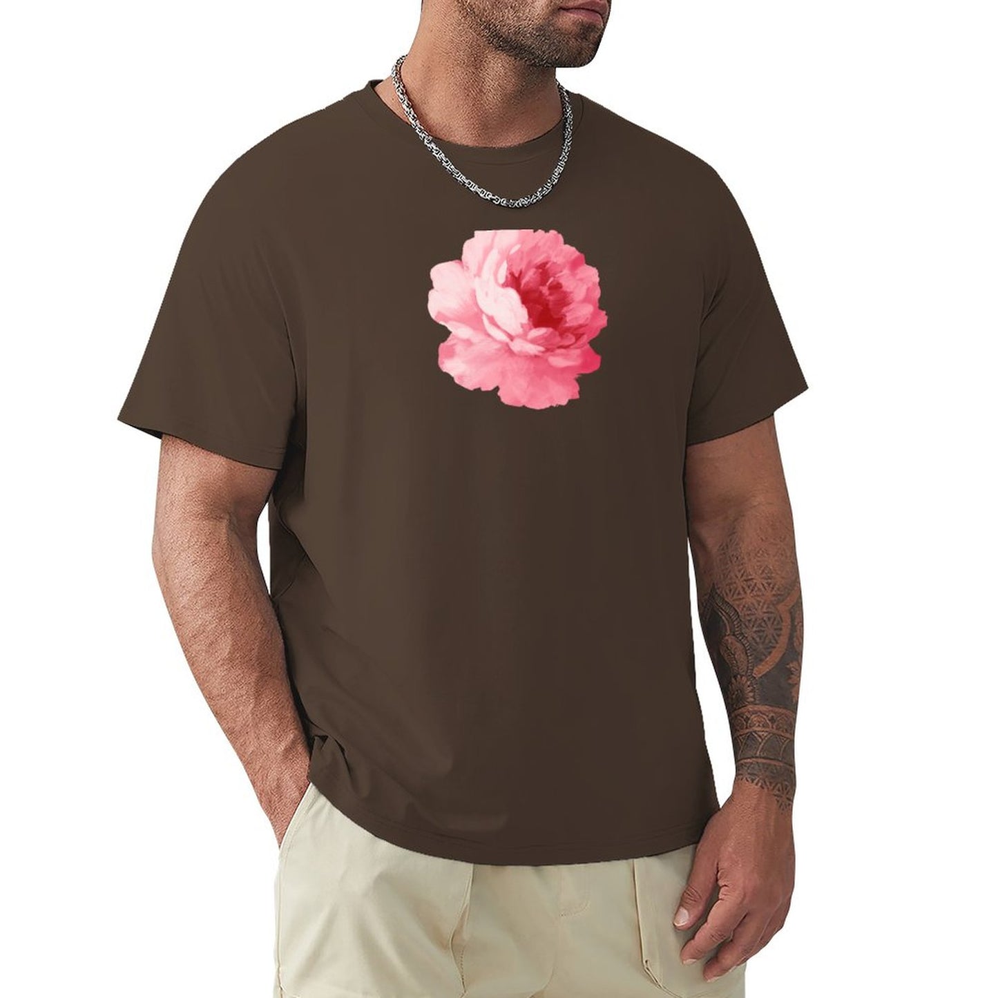 T-Shirt Fleur Premium <br> Pivoine Brun