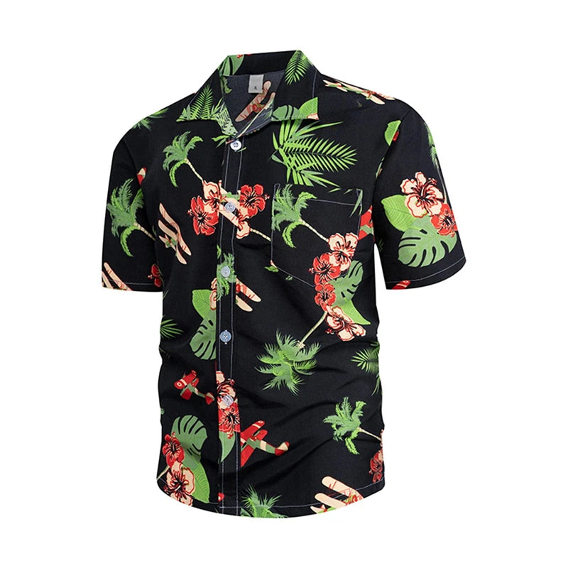 Camisa hawaiana extragrande con flores para hombre