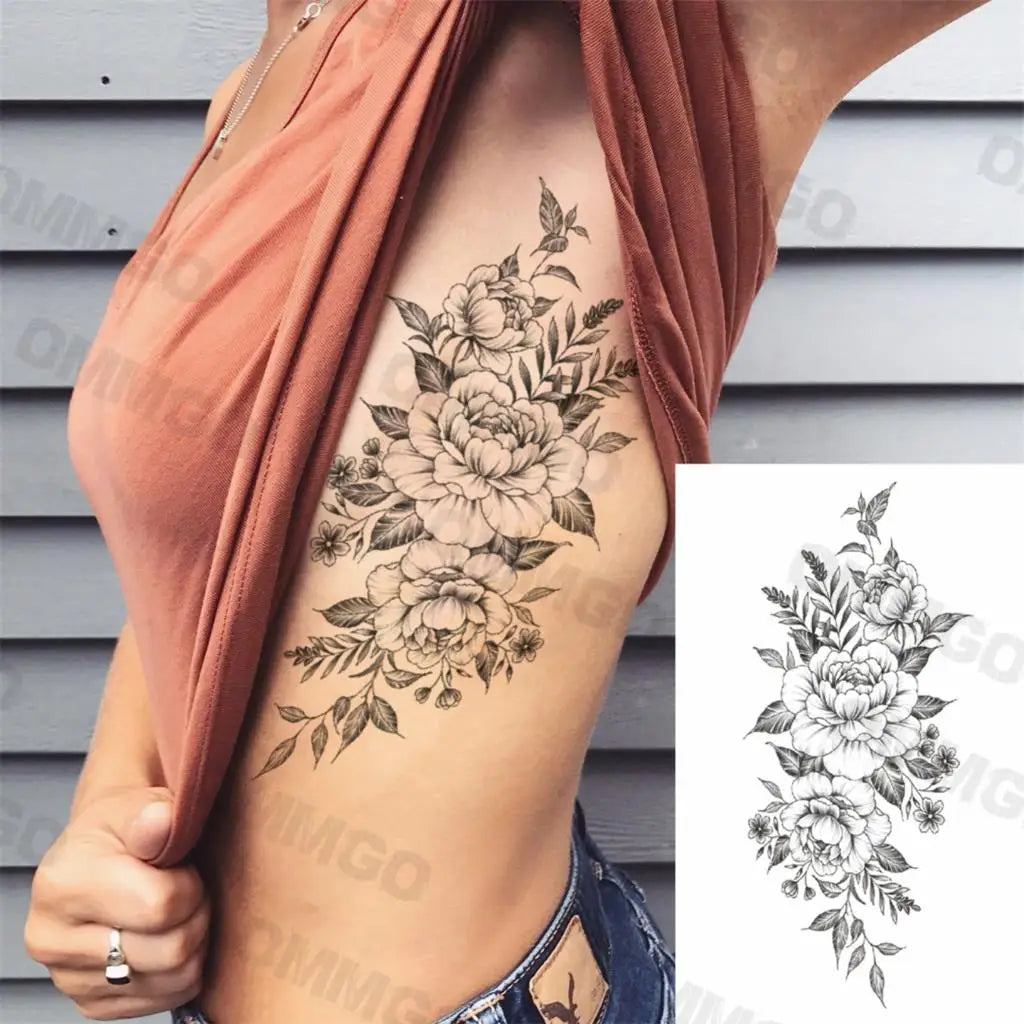 Spine Flower Tattoo