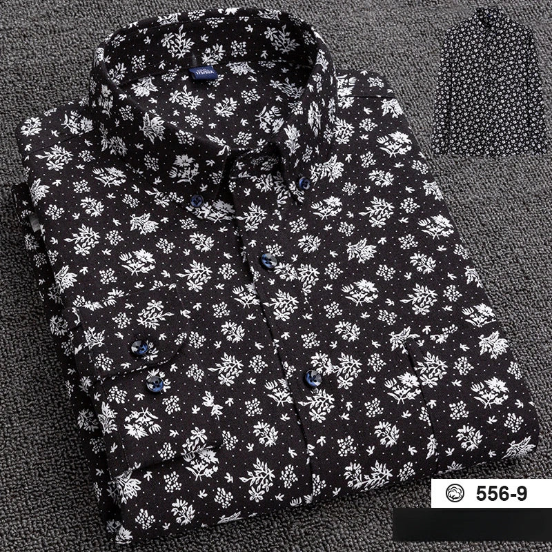 Chemise A Fleur <br> Homme Coton Noir