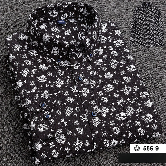 Chemise A Fleur <br> Homme Coton Noir