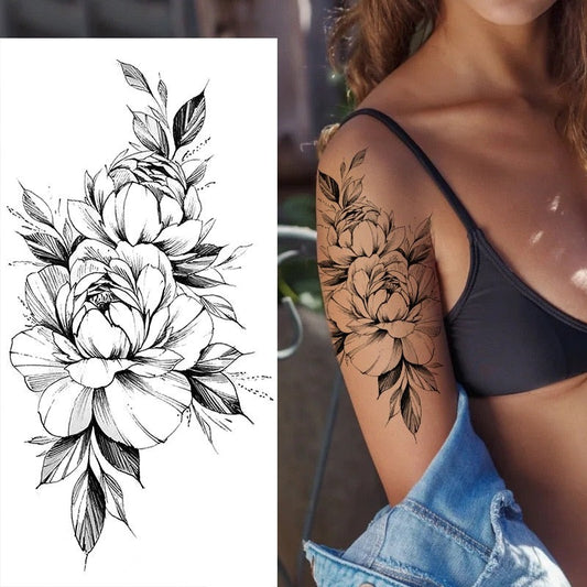 Tatouage Fleur <br> Epaule Feuille