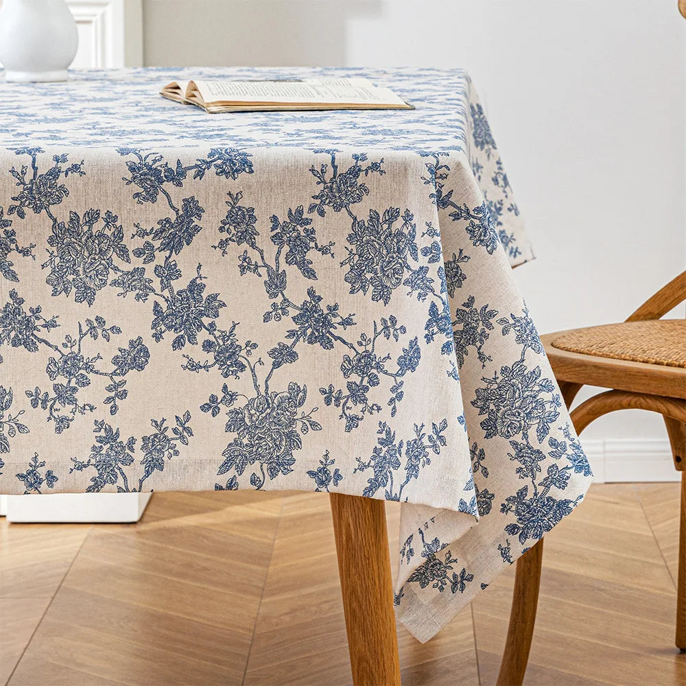 White Floral Tablecloth