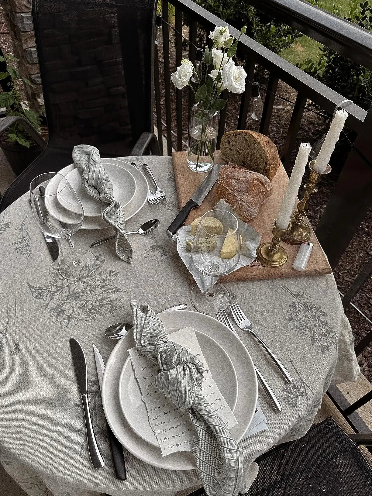 White Floral Tablecloth