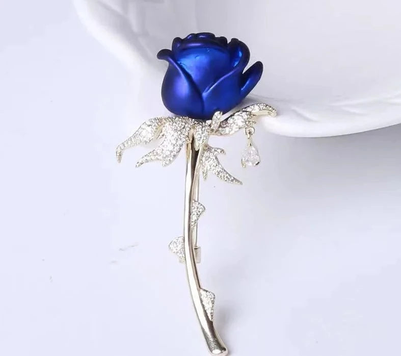 Broche Fleur <br> Bleu Royal