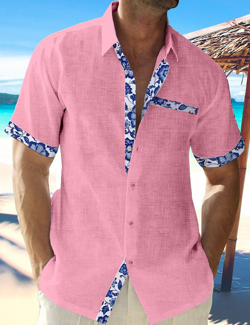 Chemise A Fleur Homme <br> Lin Rose