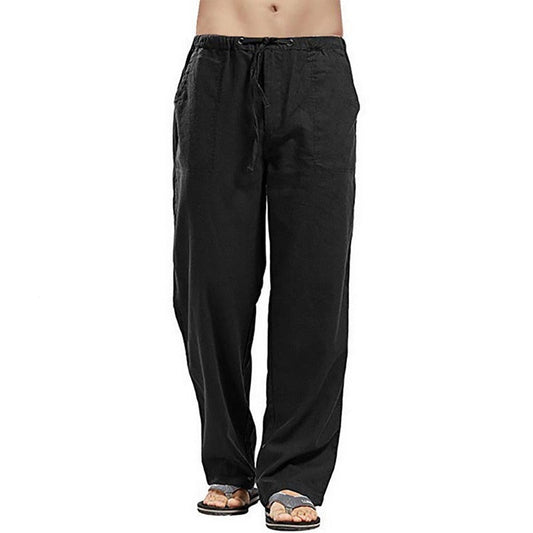 Pantalon Lin Homme <br> Epuré Noir