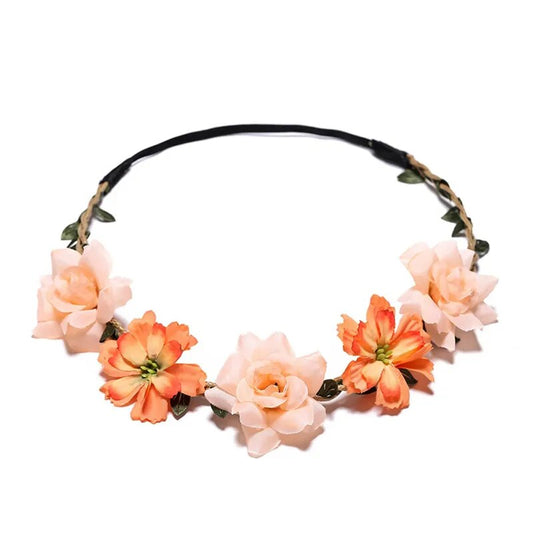 Couronne De Fleurs <br> Orange-Rose