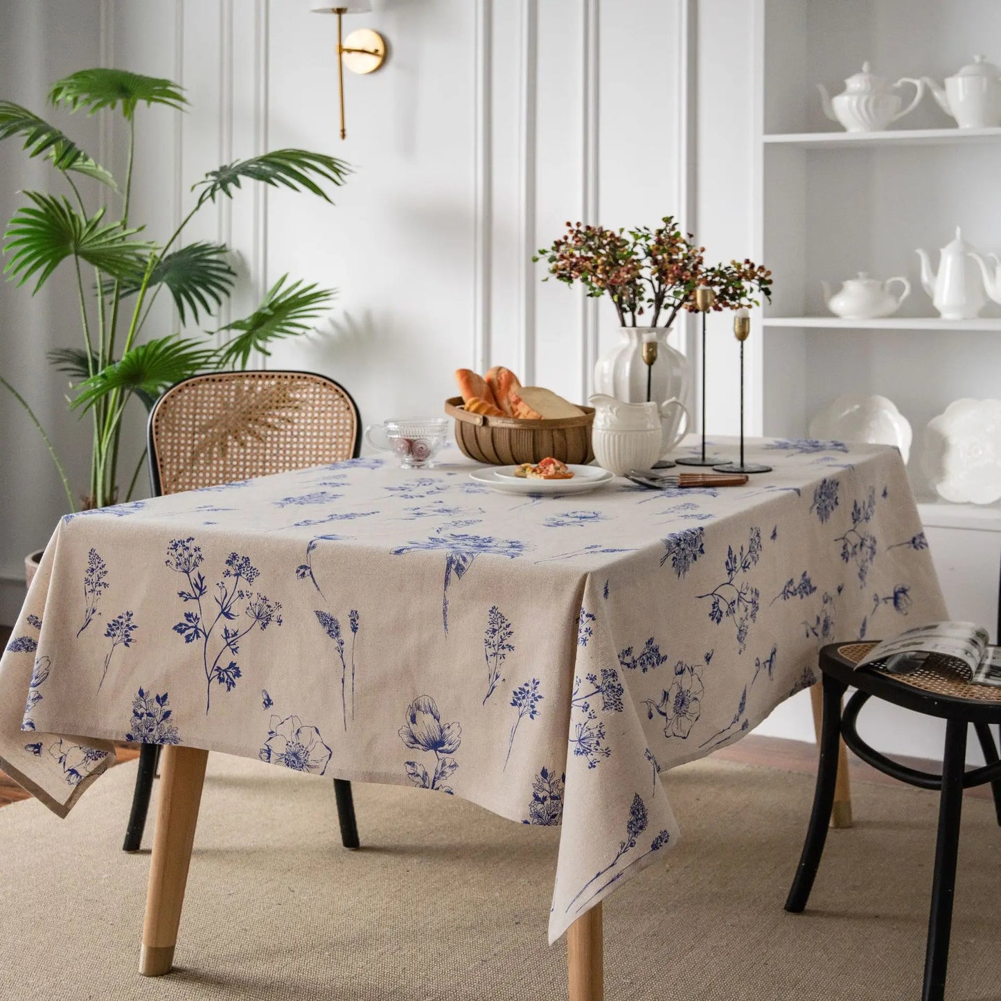 White Floral Tablecloth