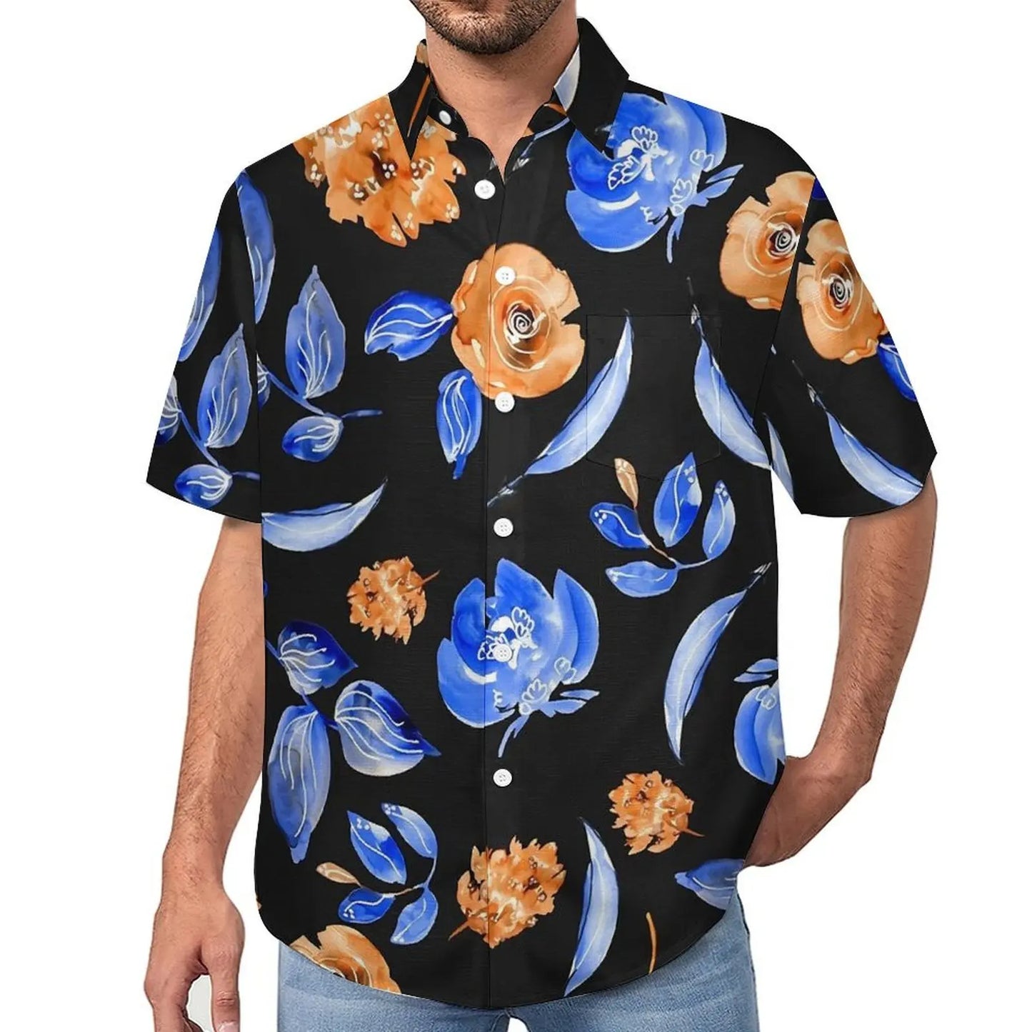 Camisa extragrande con flores para vacaciones para hombre