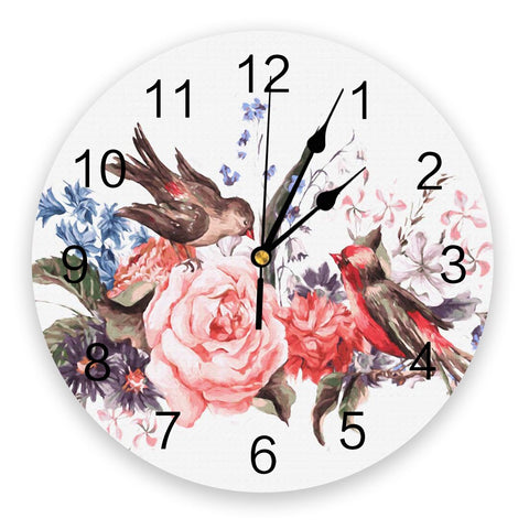 Horloge Fleurie  Moderne Oiseau