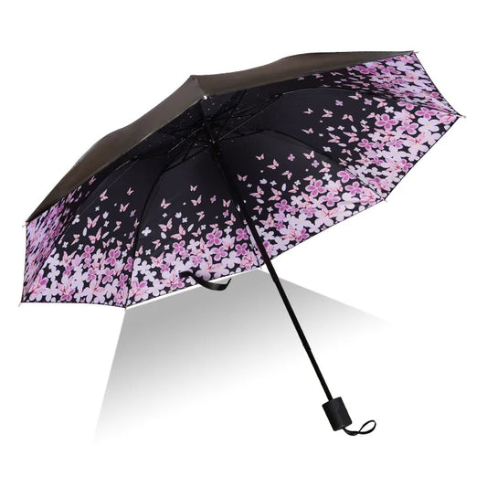 Parapluie Fleurs <br> Noir