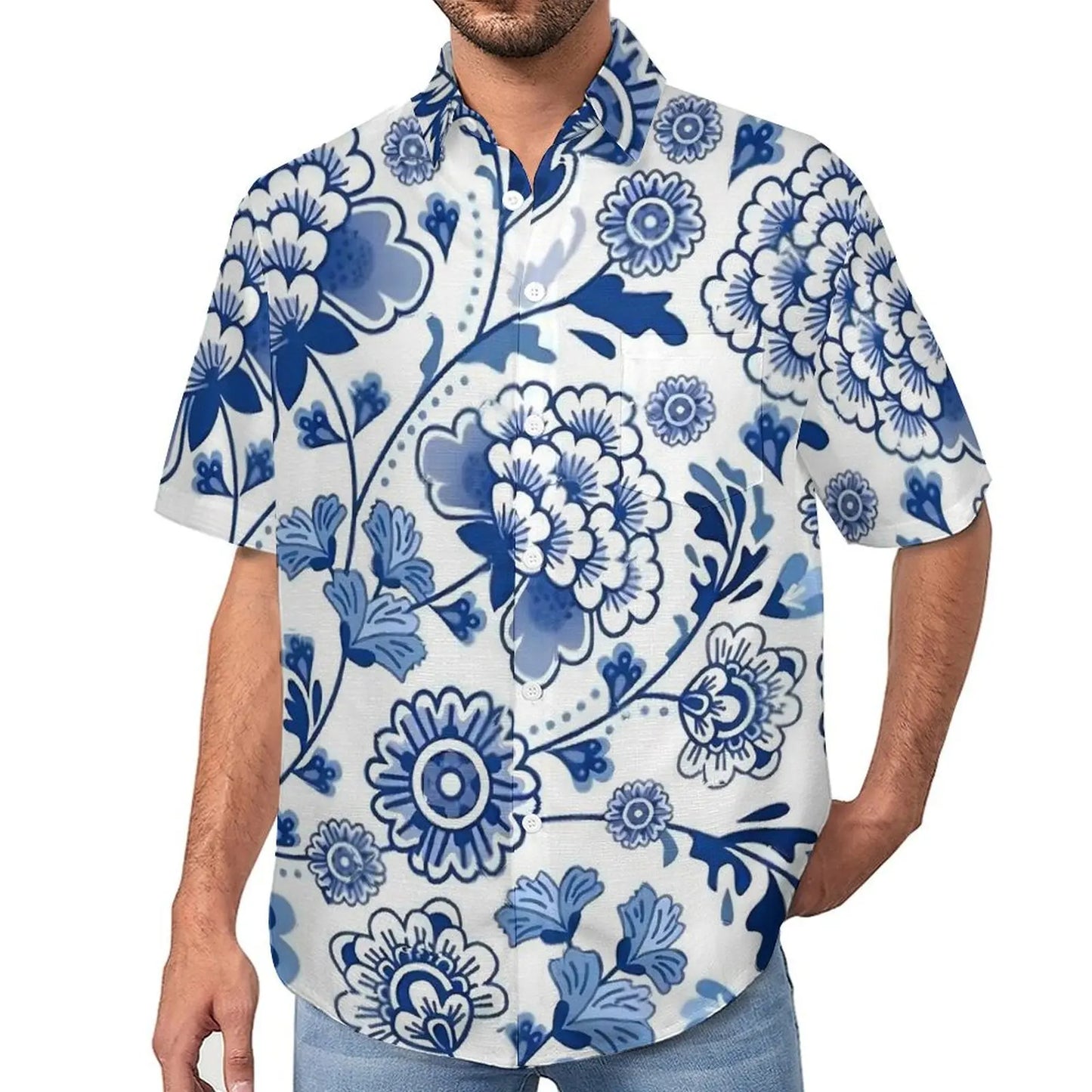 Camisa extragrande con flores para vacaciones para hombre