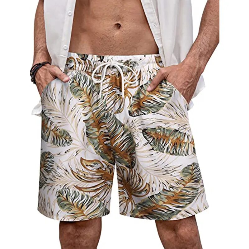 Short De Bain A Fleur <br> Hawaï Feuille