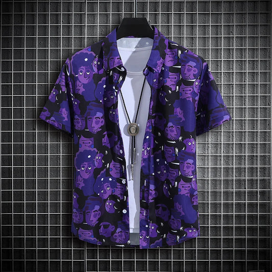 Chemise Fleurs Homme Année 70 Violette