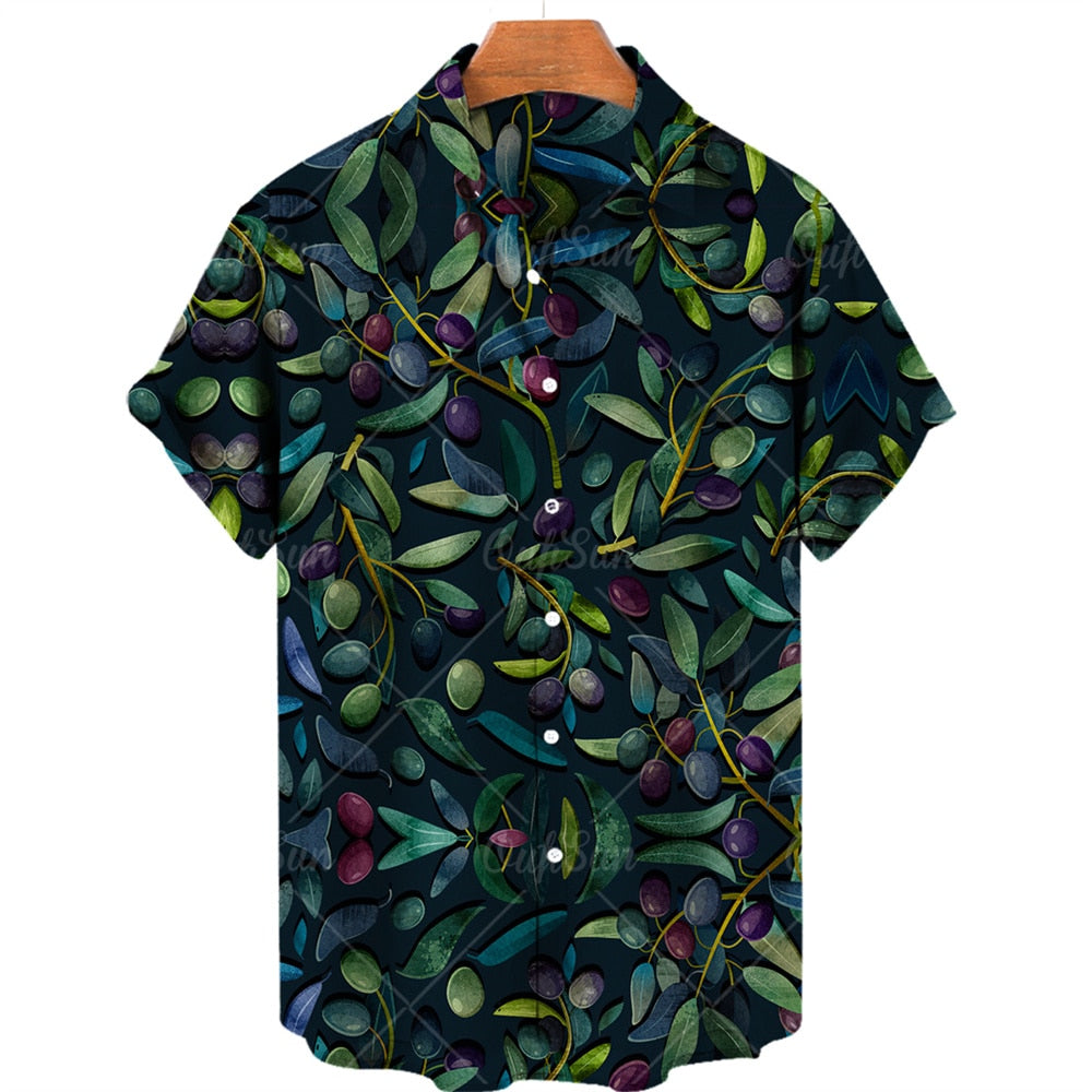 Chemise A Fleur Homme <br> Oversize Fruit Raisin