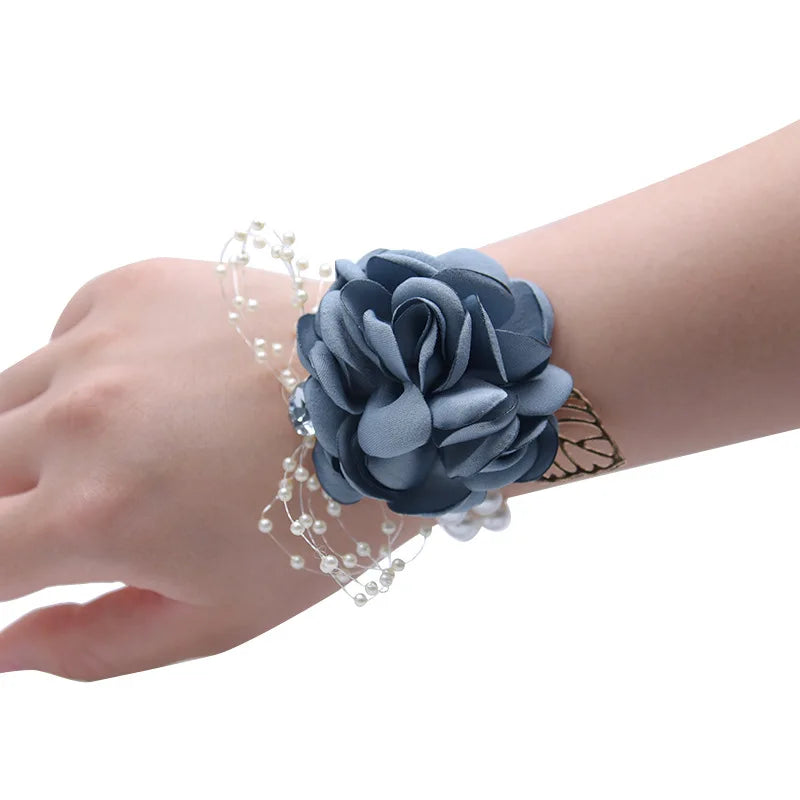 Bracelet Fleur <br> Mariage Bleu Foncé