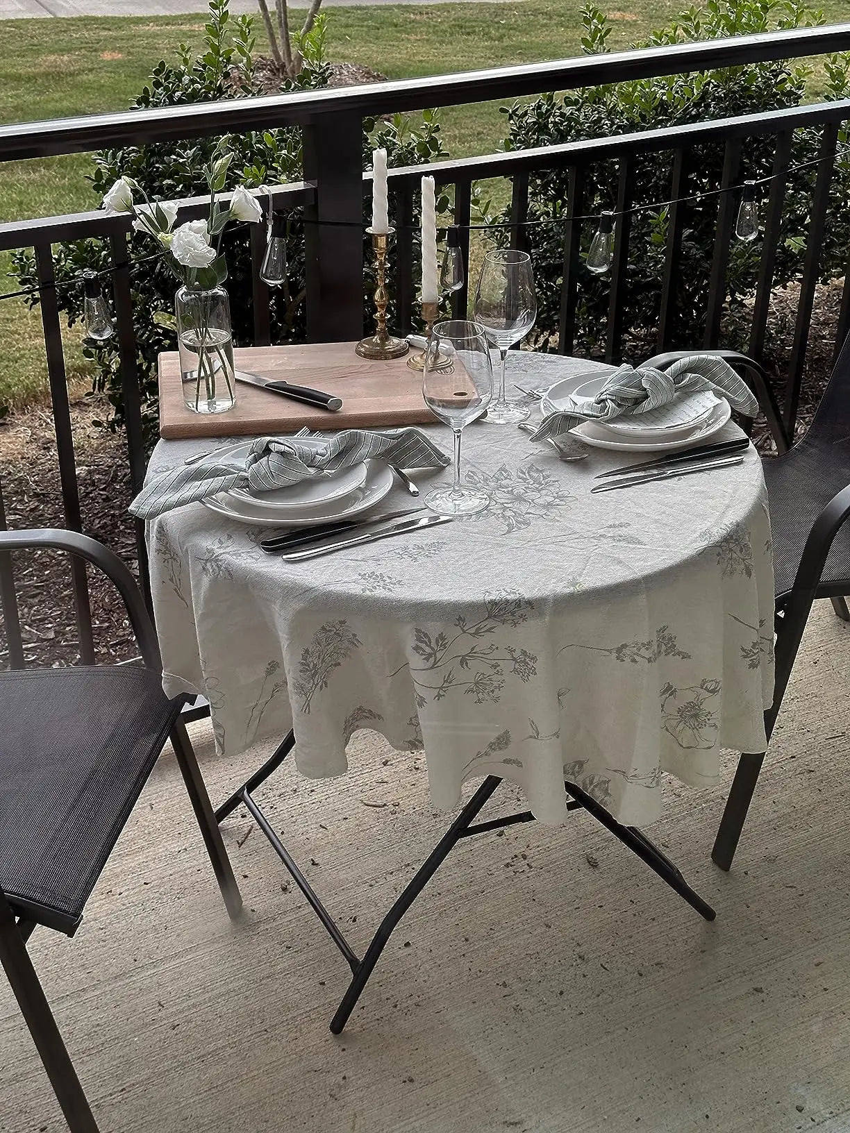 White Floral Tablecloth