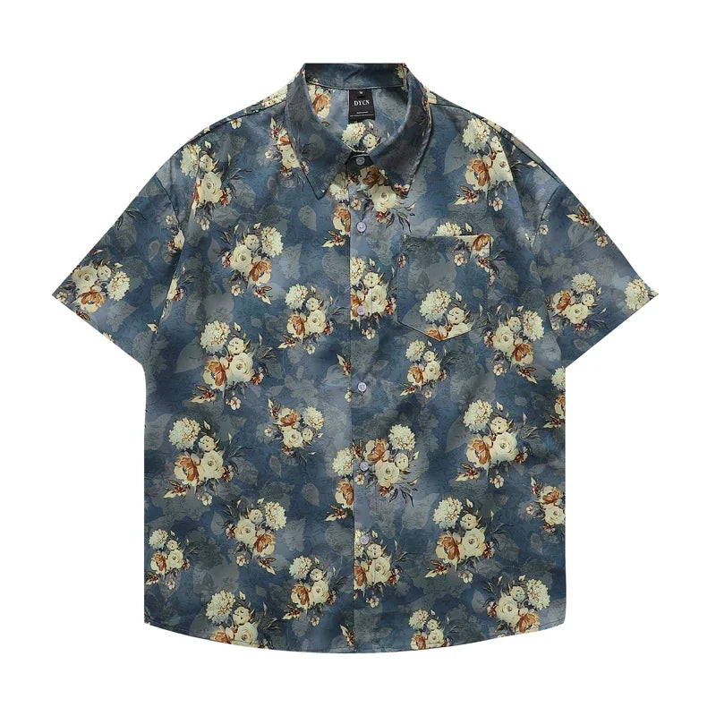 Chemise A Fleur Homme Bleu